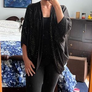 Topshop, black beaded cardigan, polyester